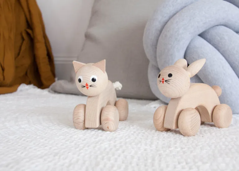 Wooden Push Along Cat - Kitty