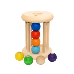 Wooden Rolling & Lacing Toy - Rainbow
