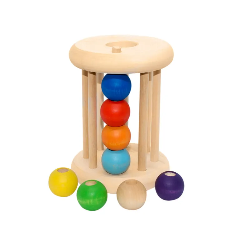 Wooden Rolling & Lacing Toy - Rainbow