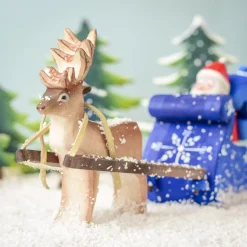Wooden Santa Claus, Sleigh & Reindeer Set