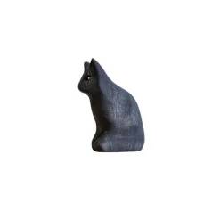 Wooden Sitting Cat - Black