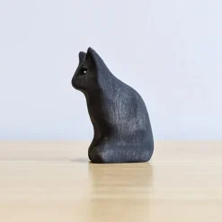 Wooden Sitting Cat - Black