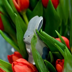 Wooden Sitting Rabbit - Grey