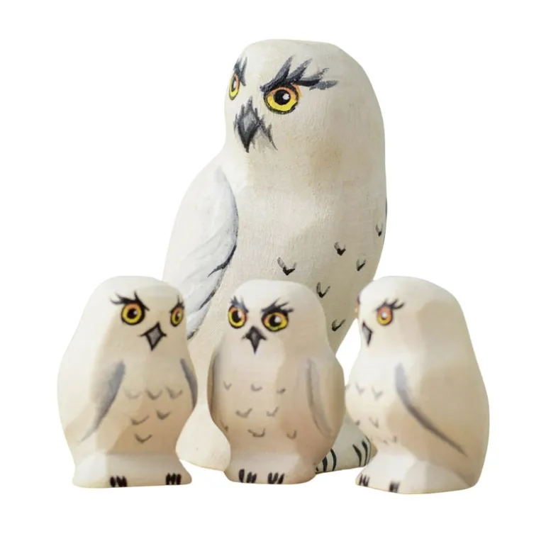 Wooden Snowy Owl Set