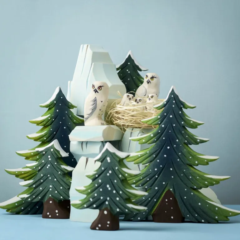Wooden Snowy Owl Set