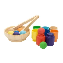 Wooden Sorting Cups & Balls - Rainbow