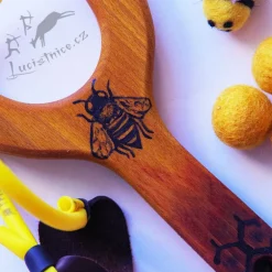 Wooden Toy Bee Slingshot With Felt Balls
