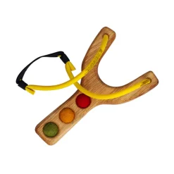 Wooden Toy Slingshot with 3 Felt Balls