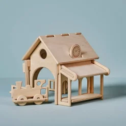 Wooden Train Station Set