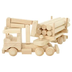 Wooden Truck With Logs & Crane - Montana