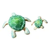Wooden Turtle Mum & Hatchling - Green