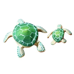 Wooden Turtle Mum & Hatchling - Green