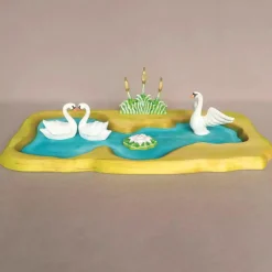 Wooden White Swan - Flying