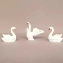 Wooden White Swan - Flying