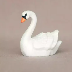 Wooden White Swan - Swimming