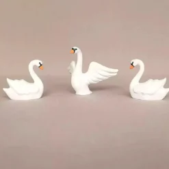 Wooden White Swan - Swimming