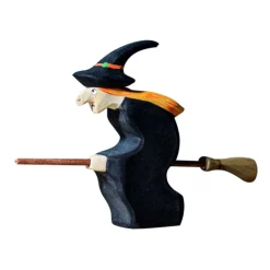 Wooden Witch With Broom