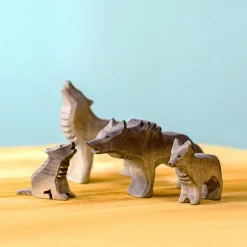 Wooden Wolf Cub Sitting